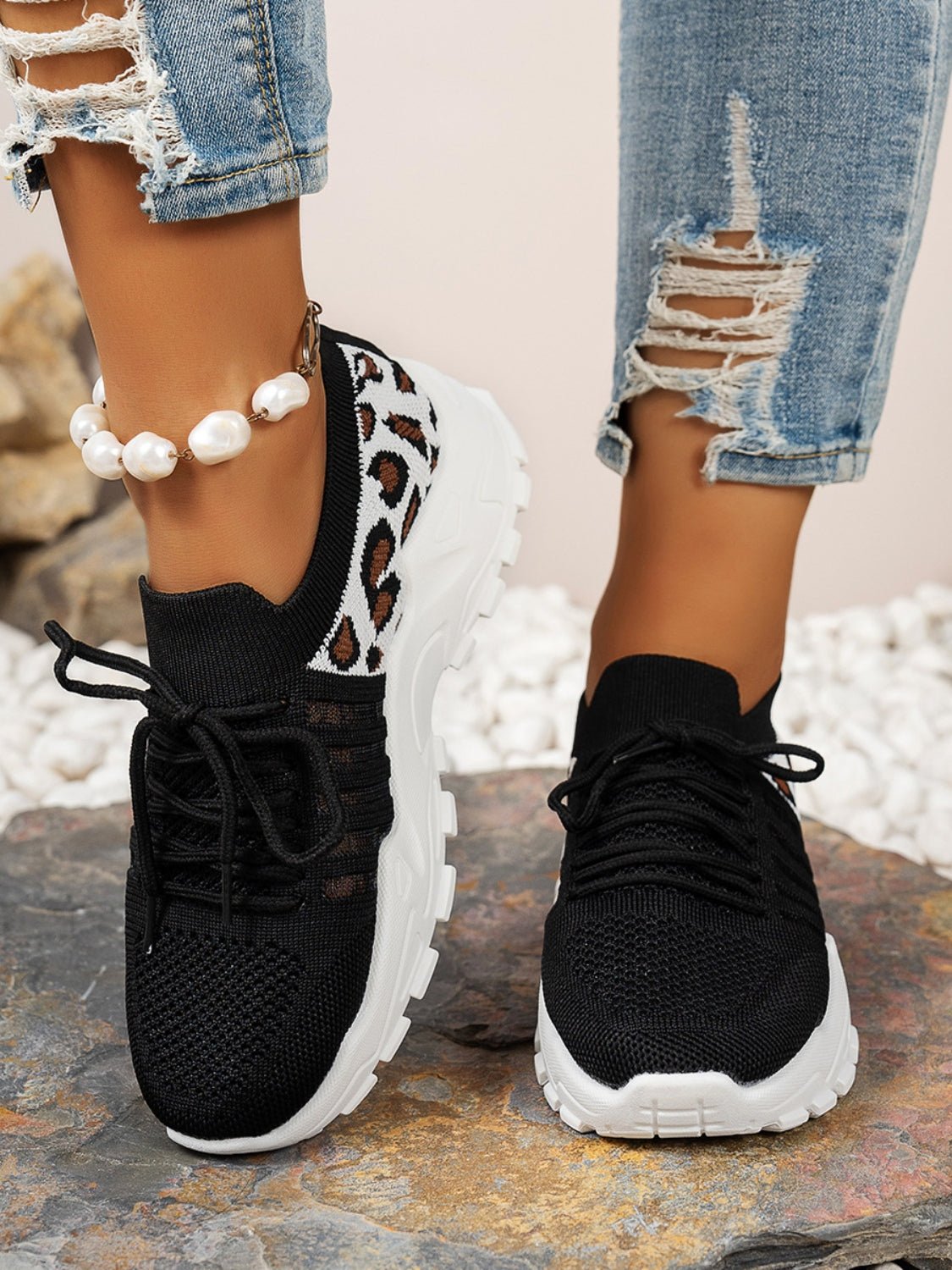 Bequeme Sneakers aus Mesh mit Leopardenmuster | SAVANA