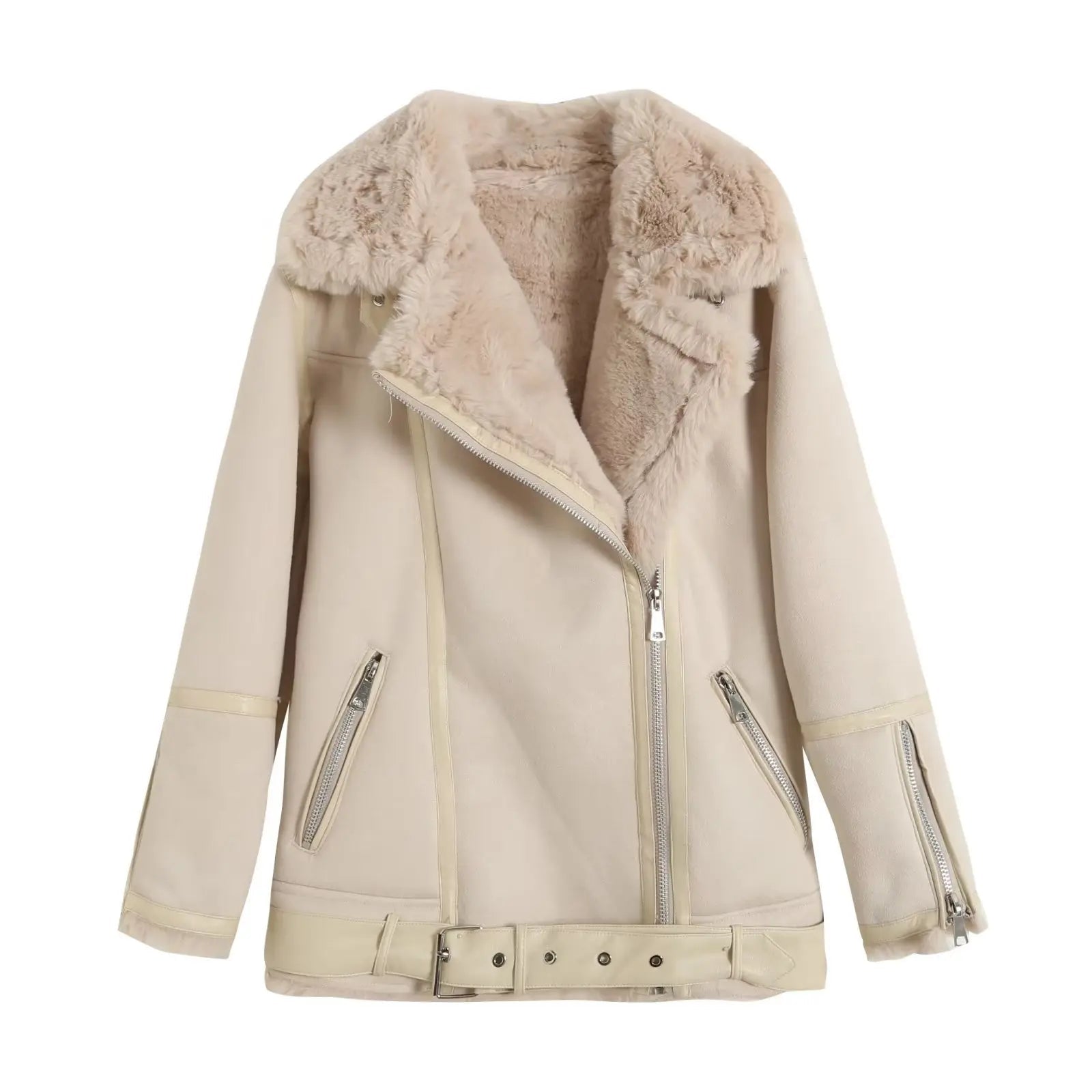 Damen Fliegerjacke Gefüttert Kunstleder | WARMFLY