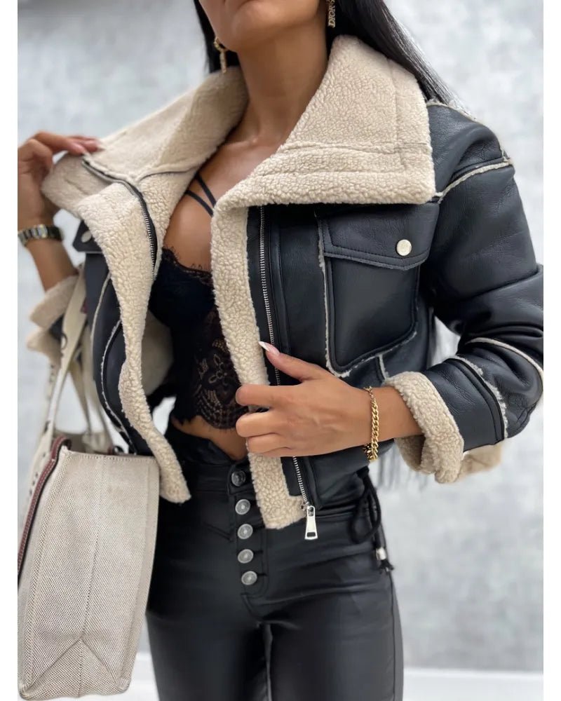 Kurze Jacke aus Kunstleder für Damen | JAMYA™