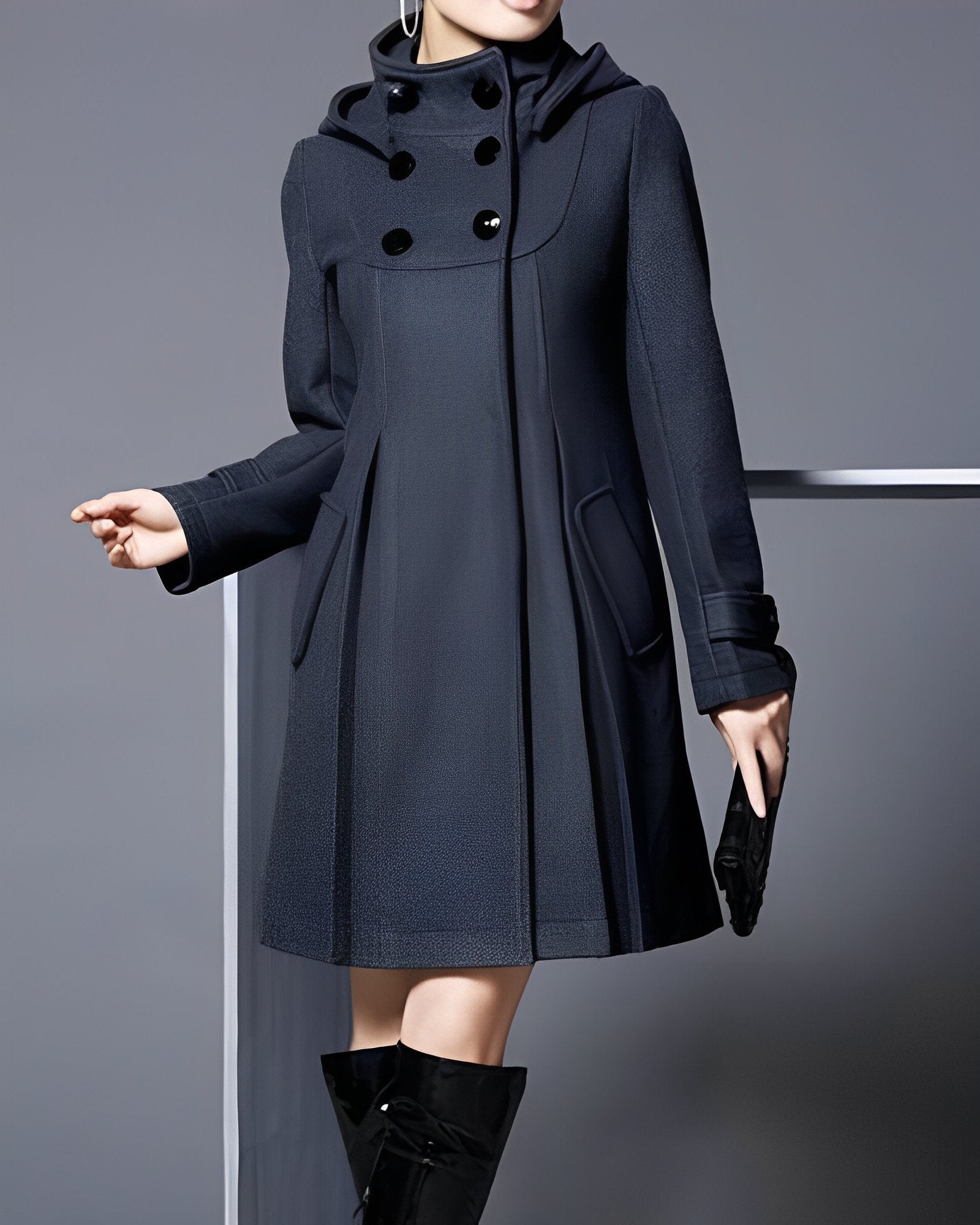 Elegante Jacke mit hohem Kragen und Kapuze | ÉDENIA™