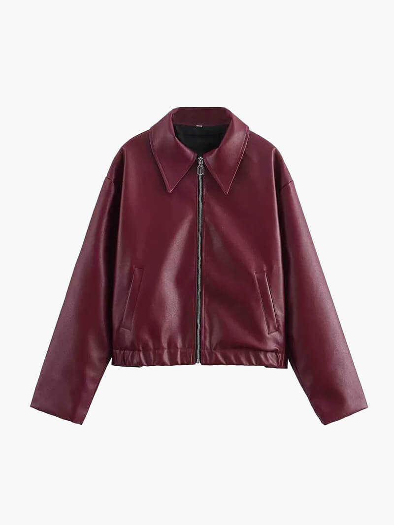 Reißverschluss-Lederjacke für Damen | ICONIC™