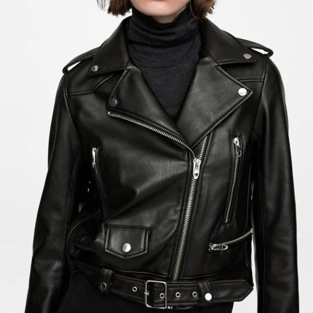 Perfekte Lederjacke mit Reißverschluss für Damen | ROCKGLAM™