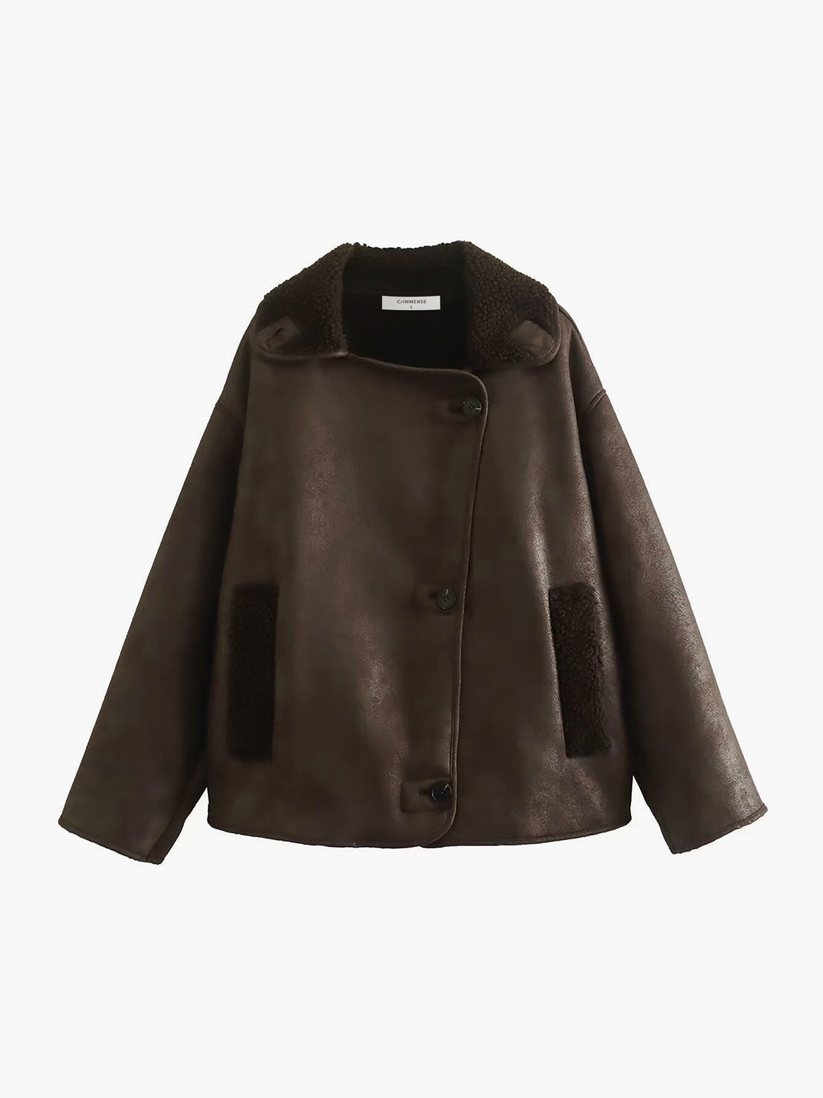Oversize Kunstlederjacke mit Fleece-Futter | WARMCLASSIC™