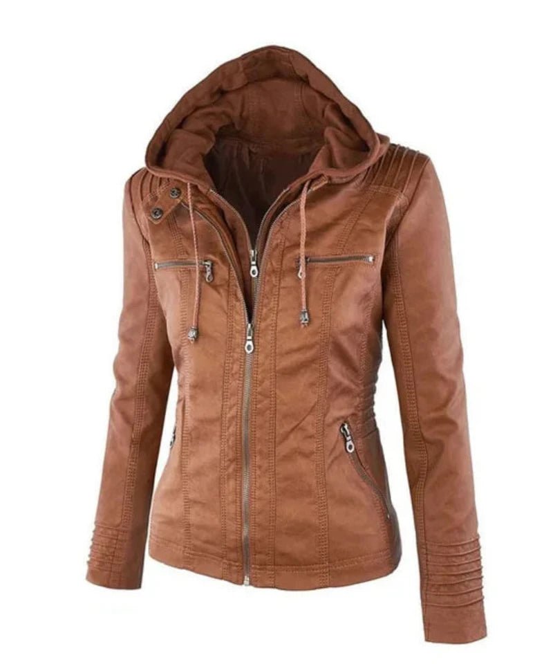 Veste Similicuir avec Capuche Femme